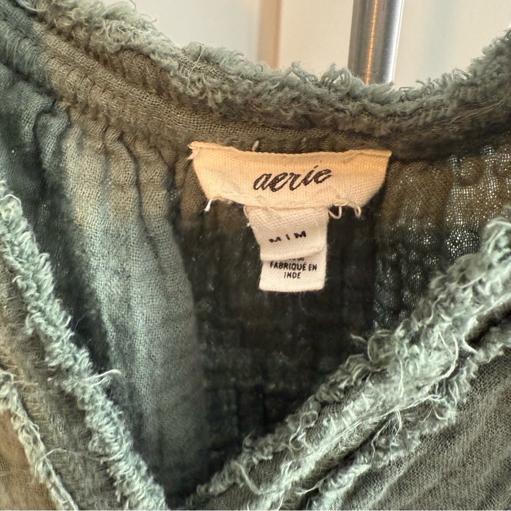 Aerie Textured Olive Blouse - Picture 3 of 4
